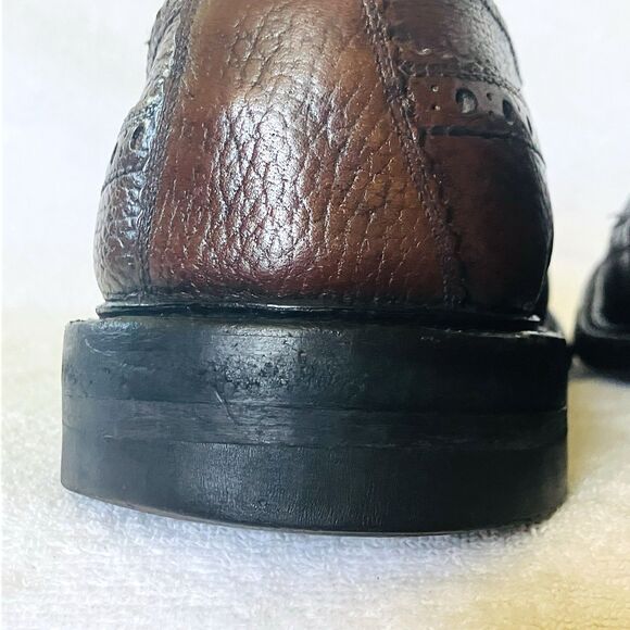 Goodyear Welt Vtg Wingtip Shoes Benchmade 457102 Brogue Derby Brown Leather 11 main image 9